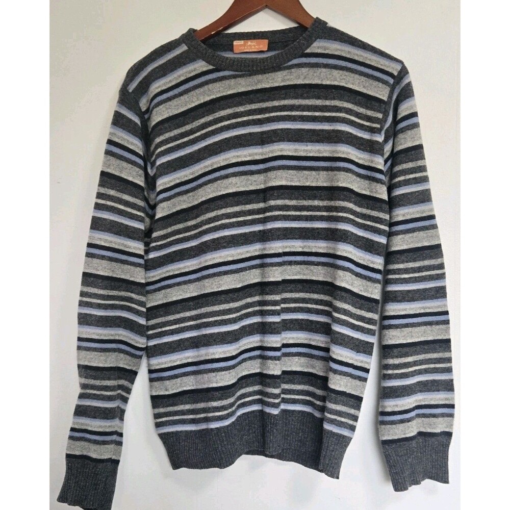 Vintage Iceland Sweater Mens L Wool Italy‎ Striped Casual Preppy Academia